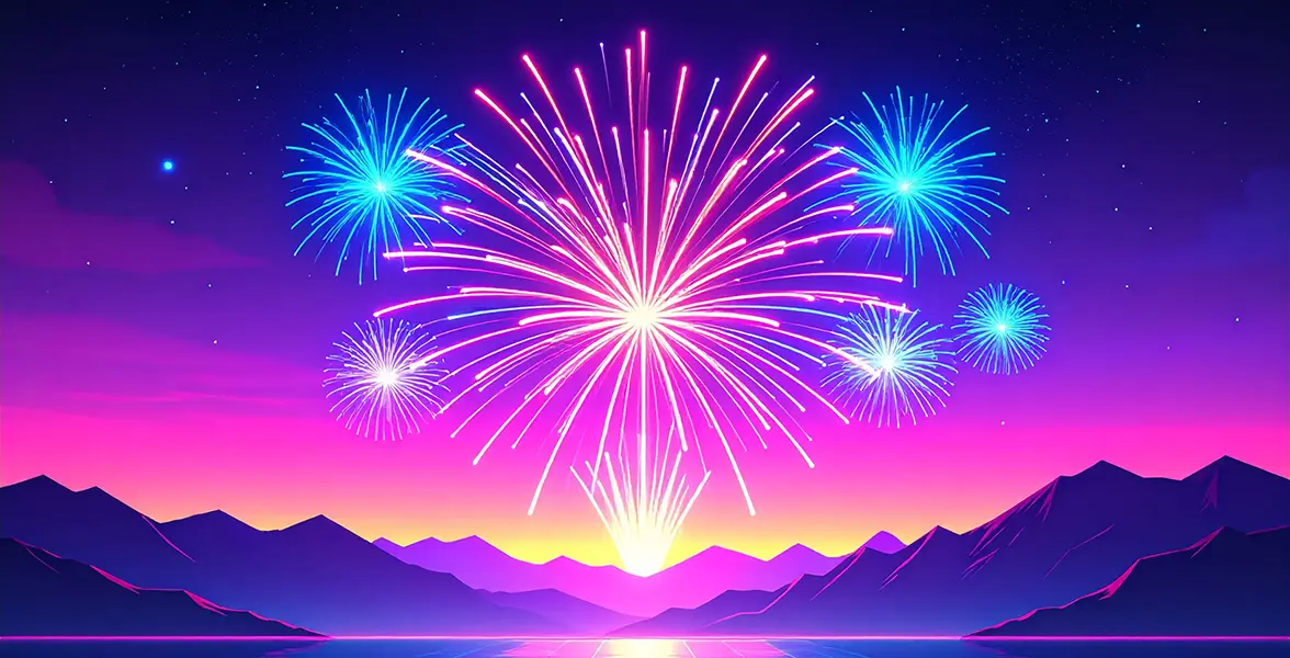 Firefly_A vibrant fireworks explosion lighting up the night sky in vivid colors (neon pink, e 966150 copie 2